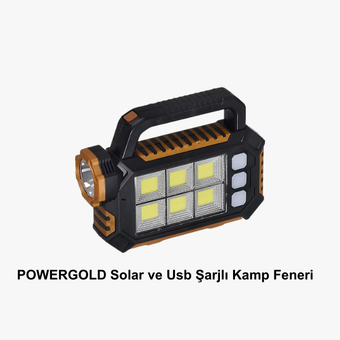 POWERGOLD Solar ve Usb Şarjlı Kamp Feneri PG-100